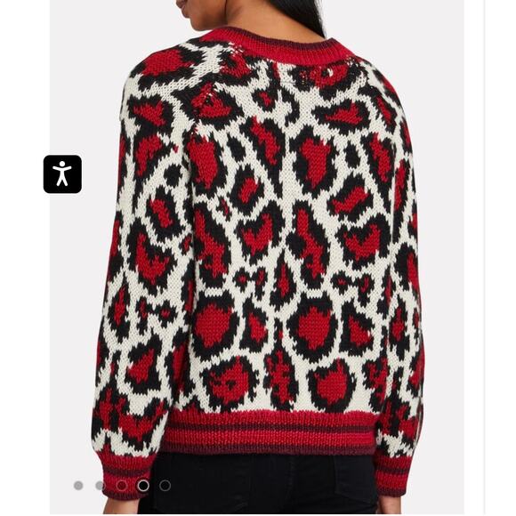 MOTHER The Boat Square Leopard Print Sweater Size Small Red Baby Alpaca Blend - Picture 13 of 13